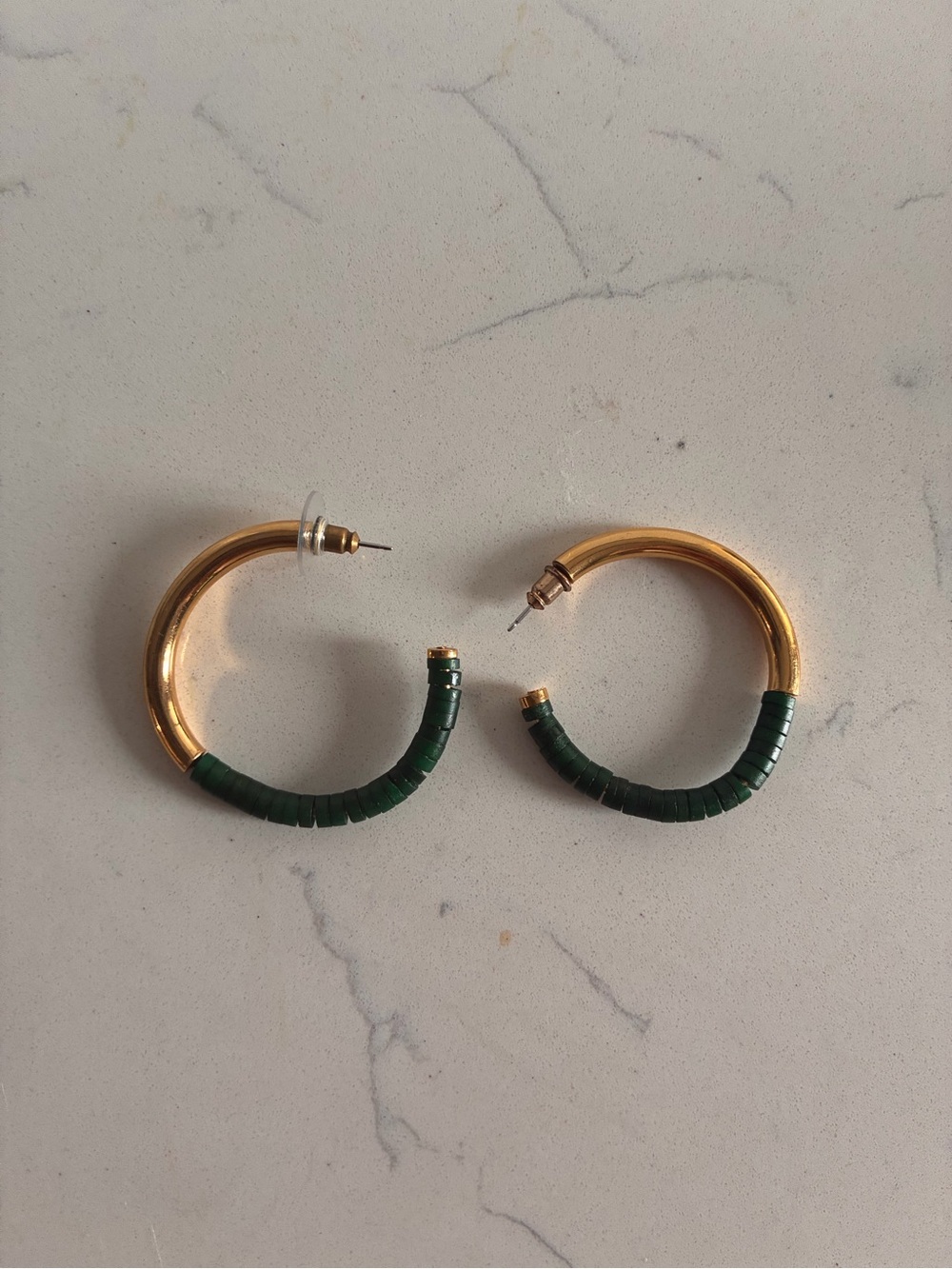 SOKO Gold Hoops with Emerald Green Horn Wrap